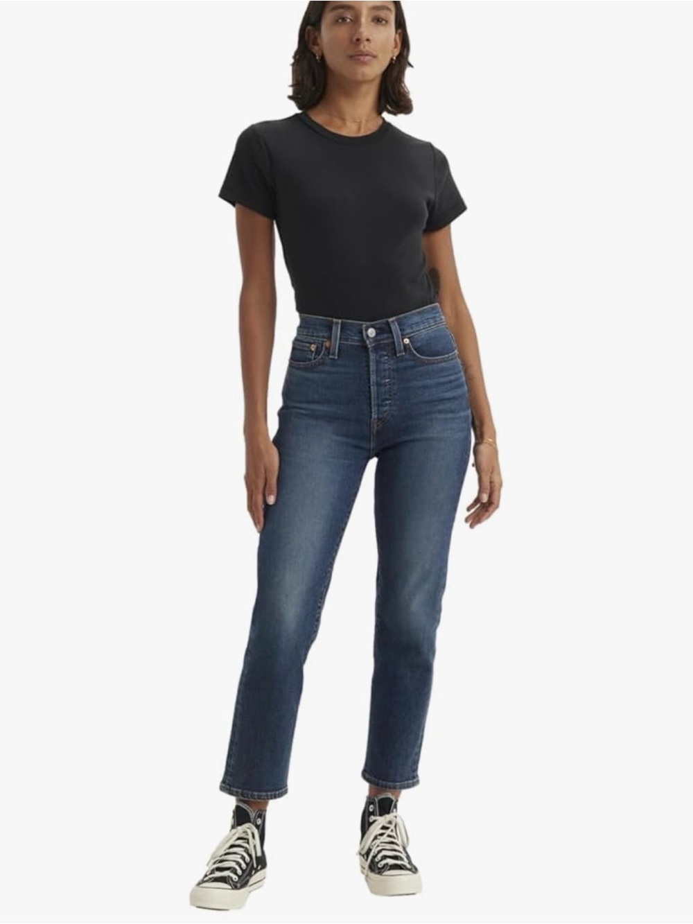 Levi's High-Rise Straight Jeans in Dark Blue Wash